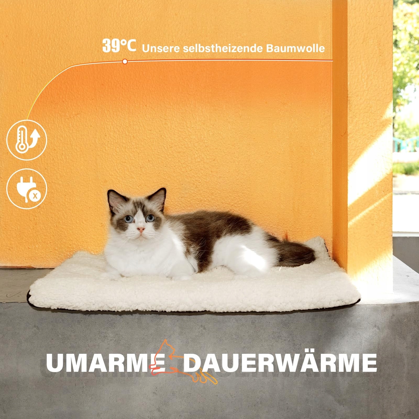 MORA PETS Self-Heating Cat Blanket Soft Warm Blanket 74x48cm Medical device no