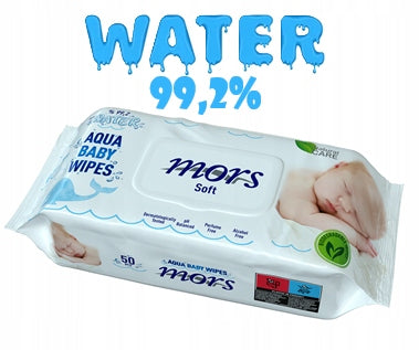 MORS WATER MOISTURIZING WIPES FOR CHILDREN AQUA 50PCS 99,2 % WATER