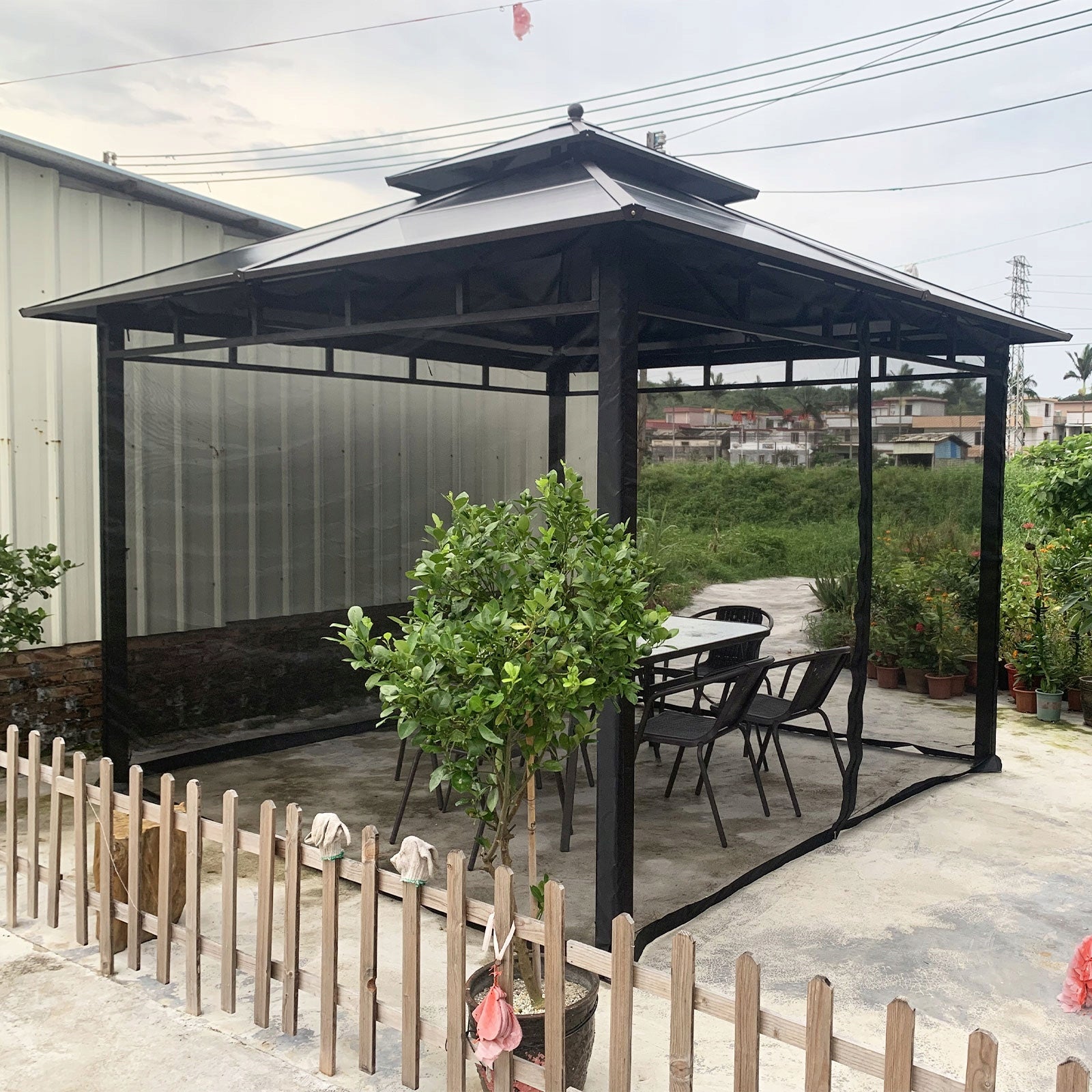 MOSQUITO NET FOR GARDEN TENT PAVILION 3.6x3.6x2.3M Color black