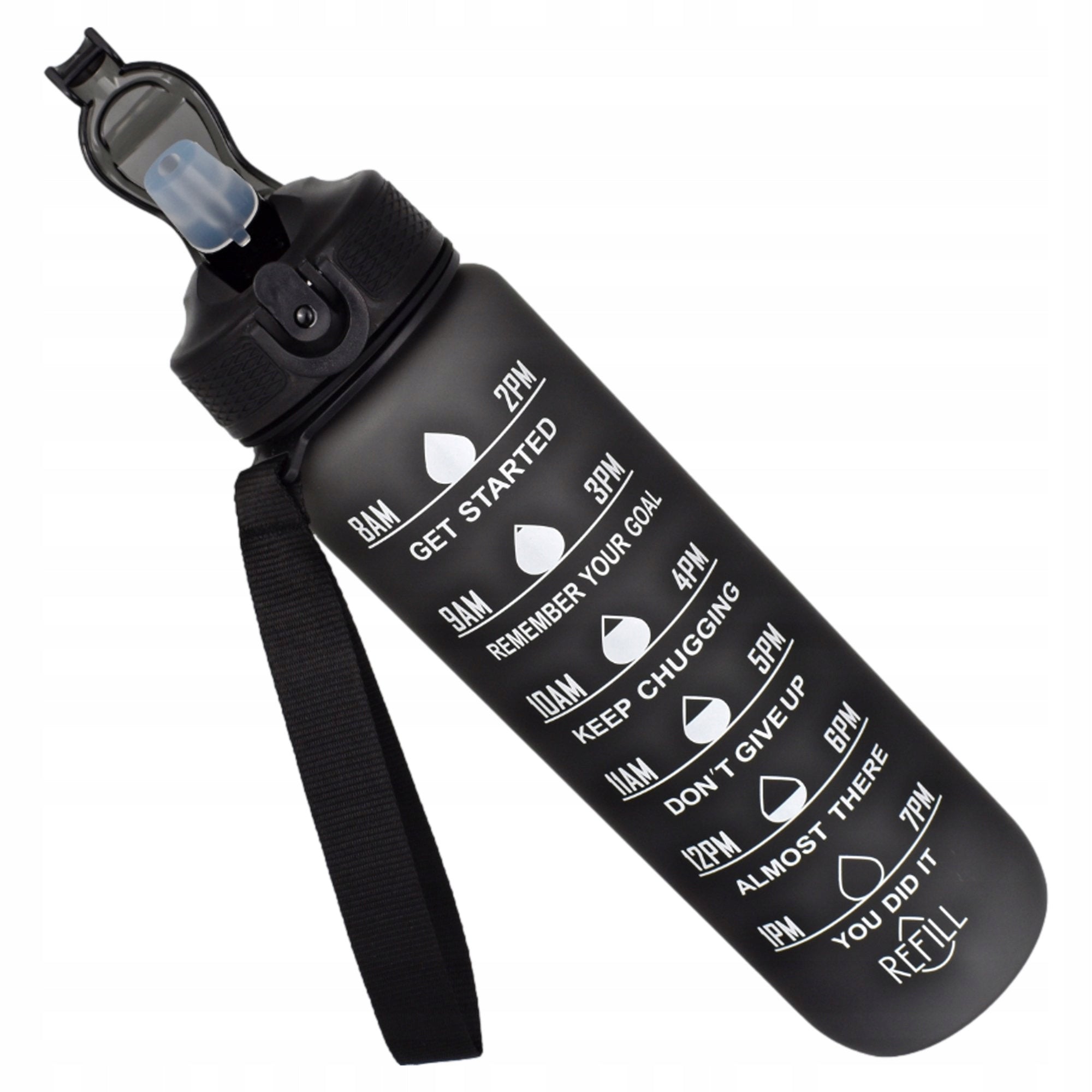 MOTIVATIONAL WATER BOTTLE 1000ML WATER BOTTLE WITH MEASURING CUP FITNESS GYM 1L Additional features water consumption indicator
