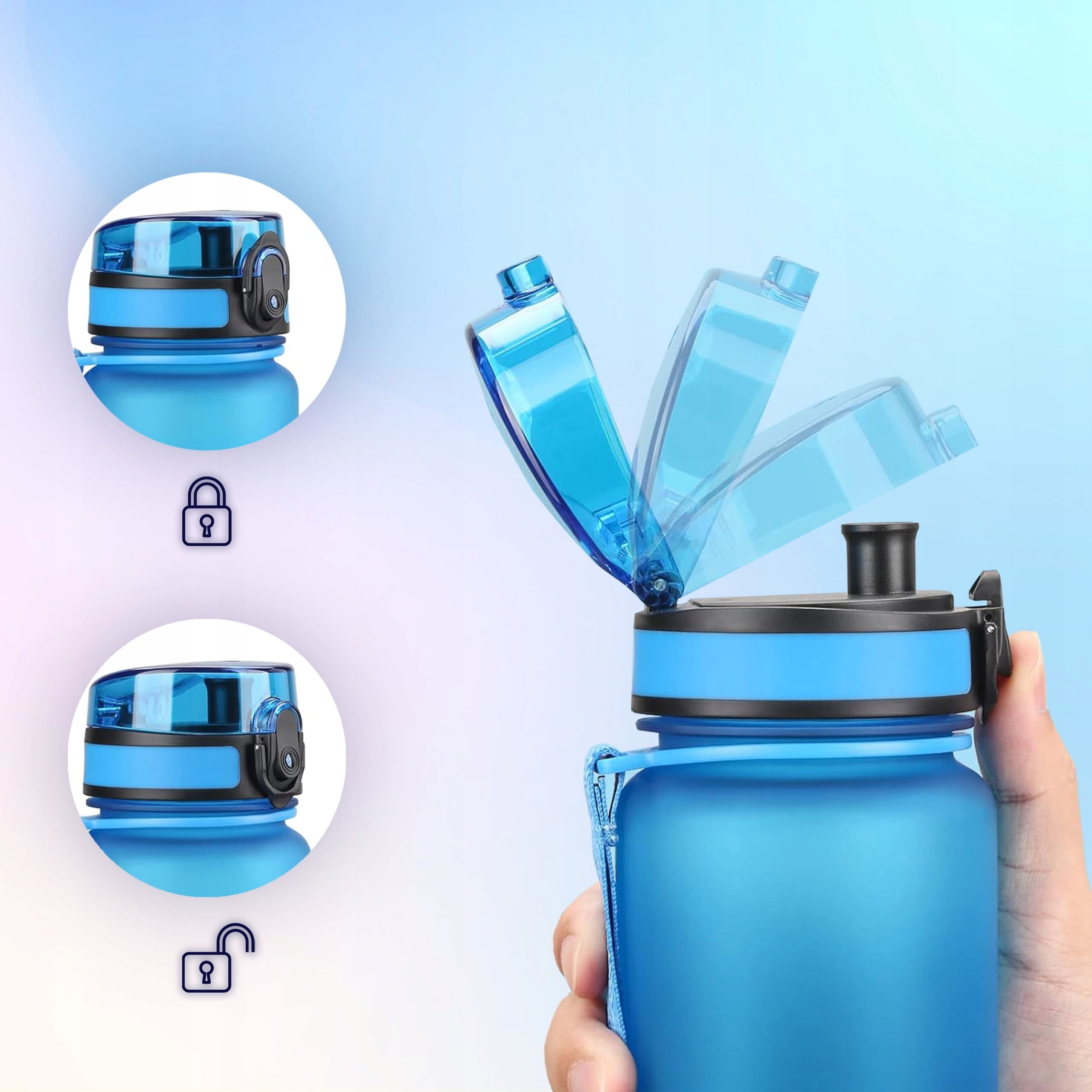 MOTIVATIONAL WATER BOTTLE 1L WATER BOTTLE with measuring cup hourly scale pink Kind water bottle