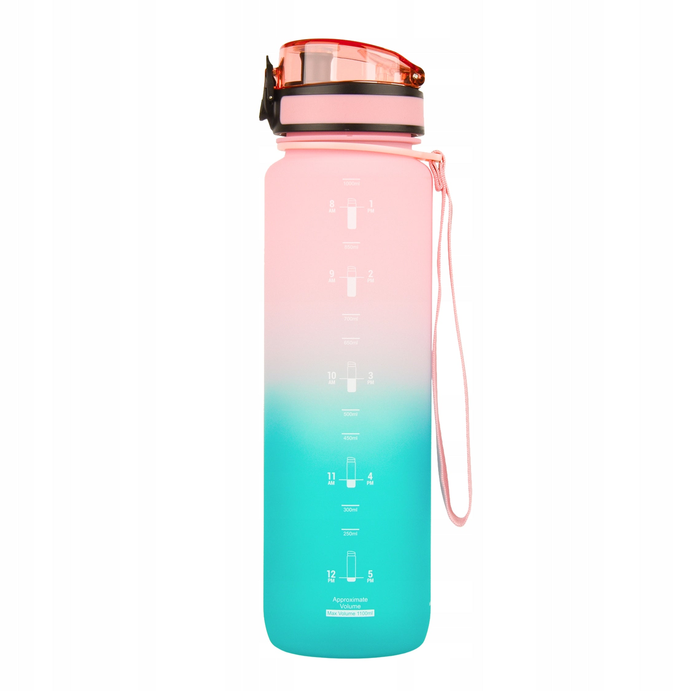 MOTIVATIONAL WATER BOTTLE 1L WATER BOTTLE with measuring cup hourly scale pink Manufacturer code 3038-3302