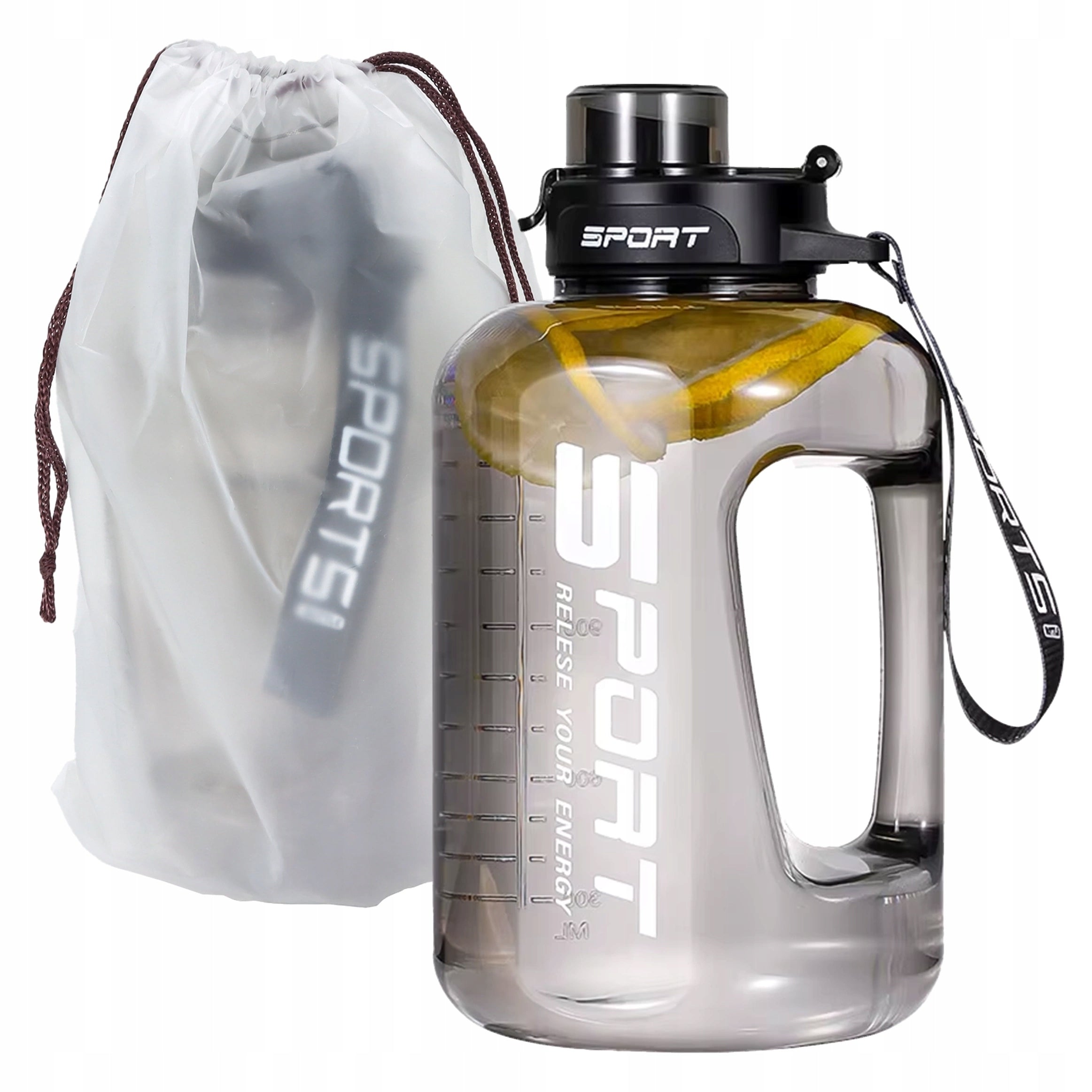 MOTIVATIONAL WATER BOTTLE SPORTS WATER BOTTLE WITH MEASURING CUP FITNESS GYM 1.7L Packaging status original