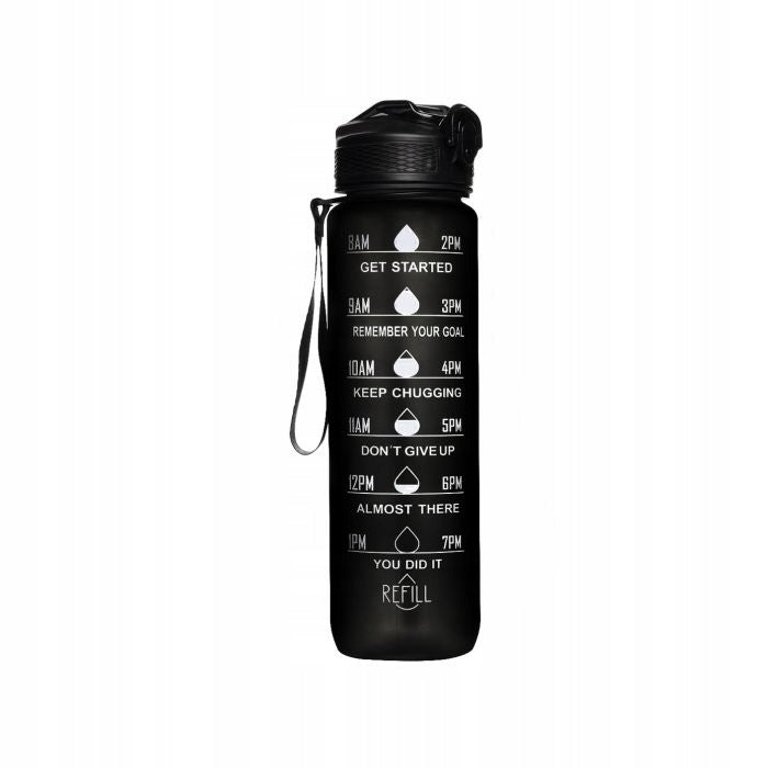MOTIVATIONAL WATER BOTTLE SPORTS WATER BOTTLE WITH MEASURING CUP FITNESS GYM 1L Volume 1000 ml