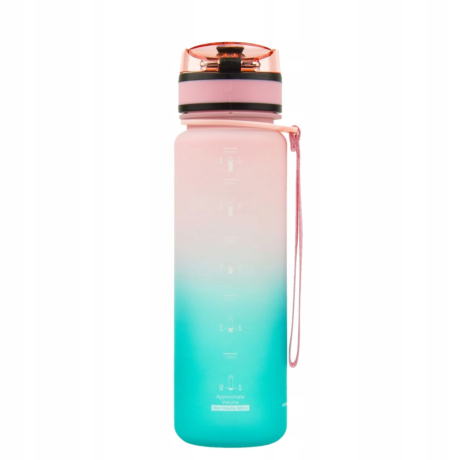 MOTIVATIONAL WATER BOTTLE TRITAN 500ml WATER BOTTLE with hours pink-turquoise Manufacturer code 3026-3294