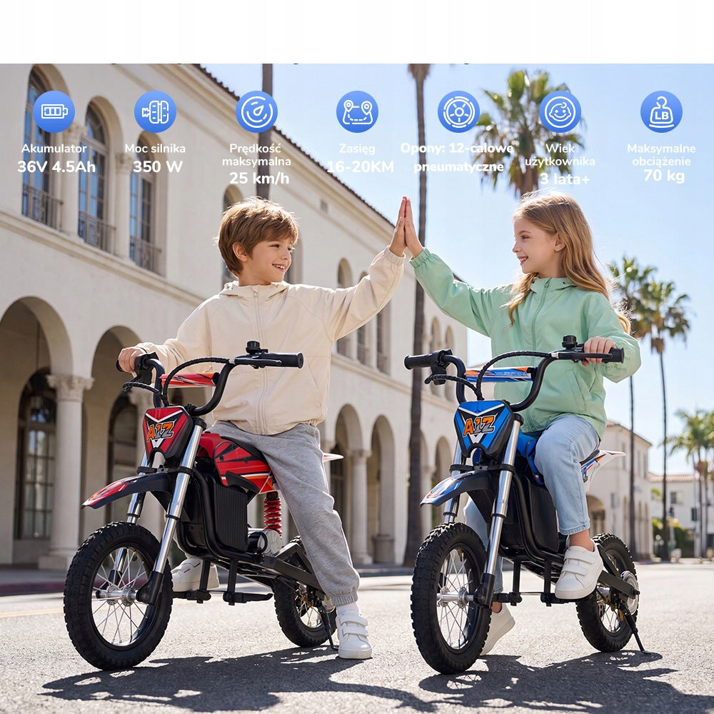 MOTOR CROSS MOTORCYCLE Battery Operated Child 350W to 19-22km 36V4.5Ah Powerful Packaging status original