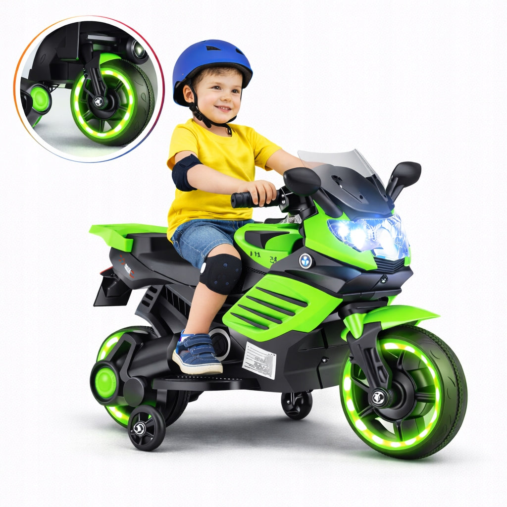 MOTOR for Kids Rechargeable MOTORCYCLE for Music Horn LED Side Wheels