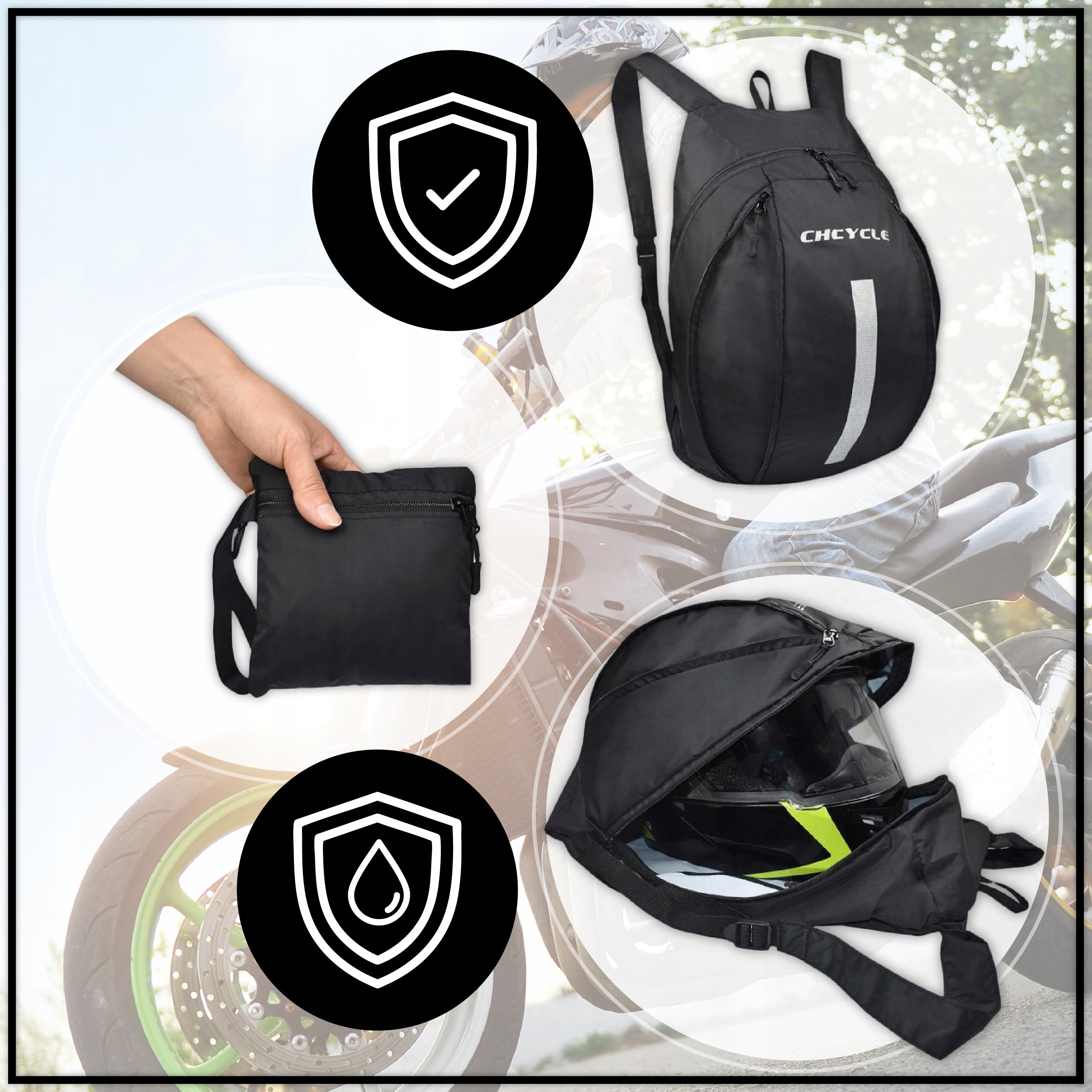MOTORCYCLE BACKPACK HELMET FOLDING COMPACT WITHSTAND WATERPROOF Manufacturer DKM