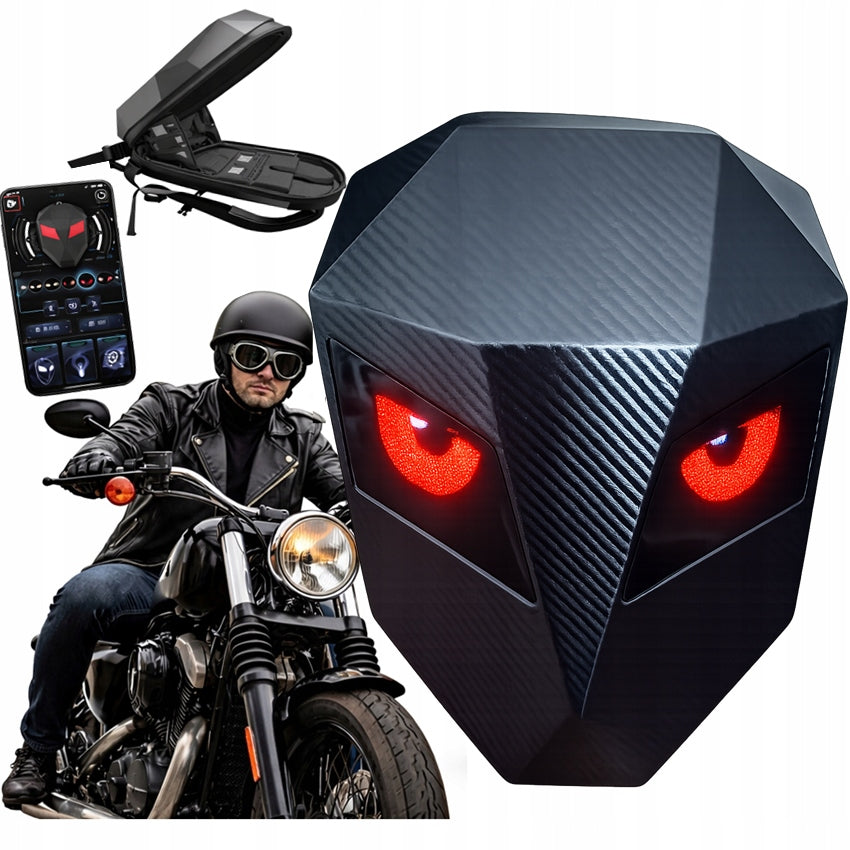 MOTORCYCLE BACKPACK LED WITH DISPLAY WITH EYES BLUETOOTH APP BLACK