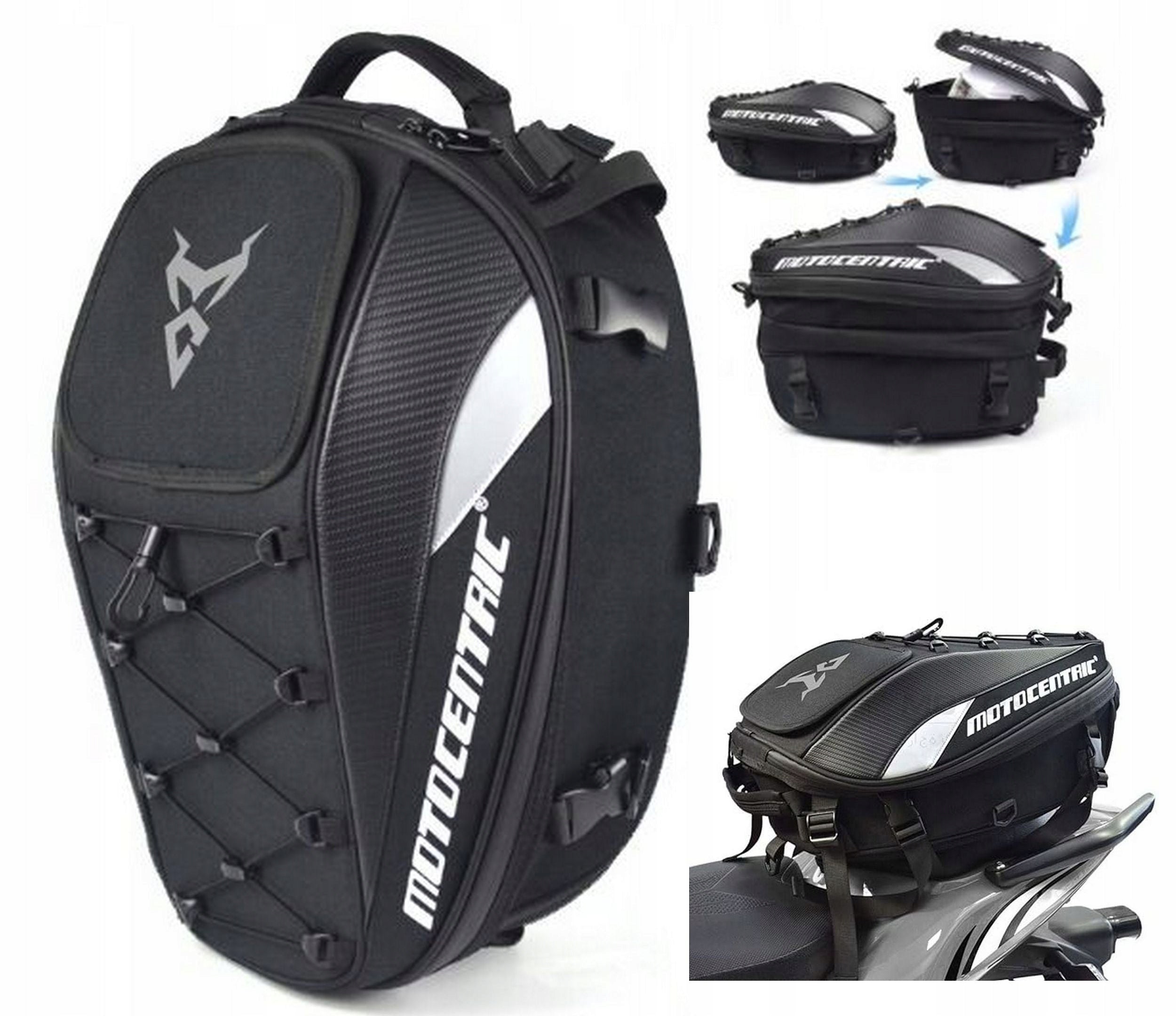 MOTORCYCLE BACKPACK MOTOCENTRIC 2in1 HELMET BAG / SEAT BAG