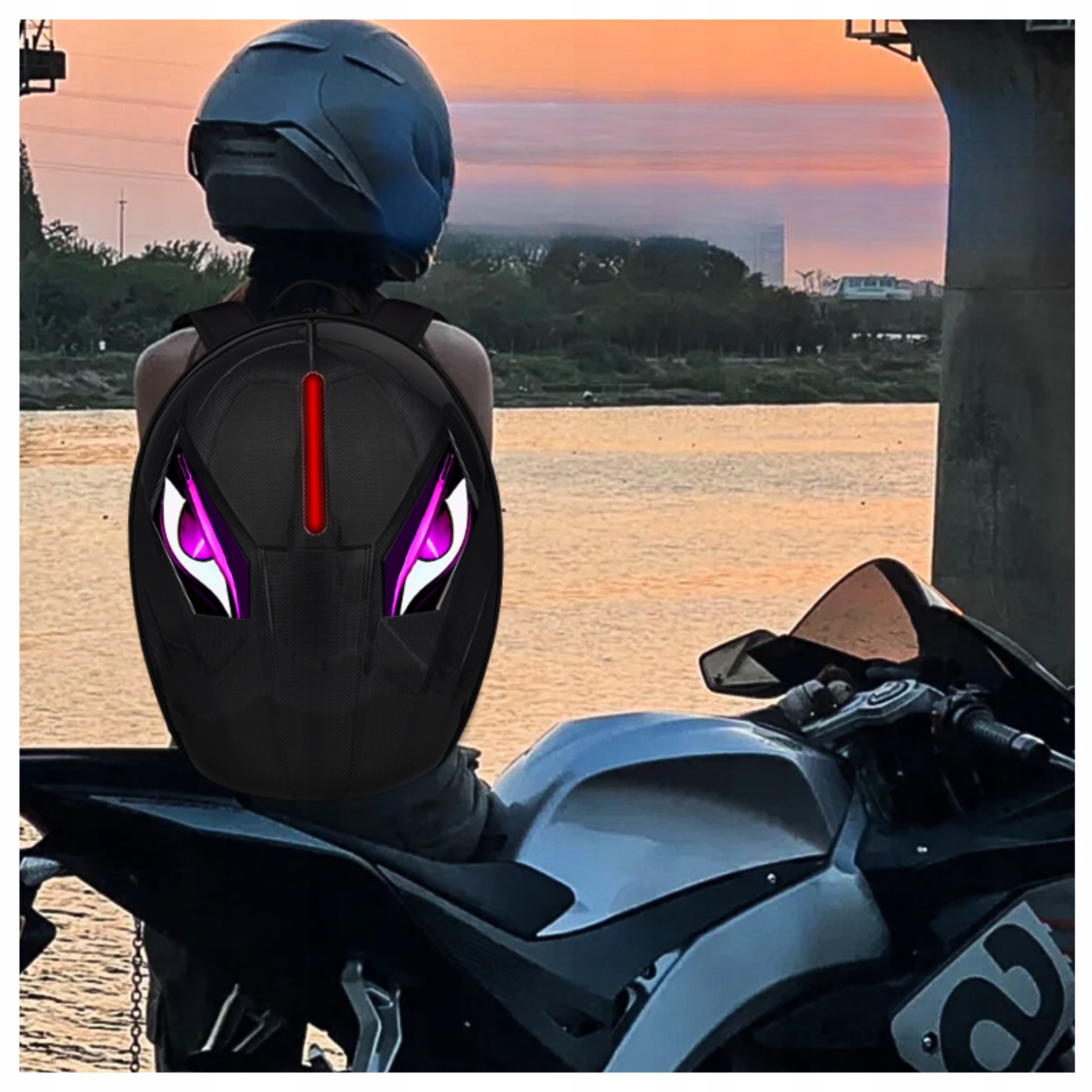 MOTORCYCLE BACKPACK WATER RESISTANT MOTORCYCLE EYES LED LED FOR HELMET BLUETOOTH SCREEN Manufacturer's catalog number PREZENT DLA MOTOCYLKISTY
