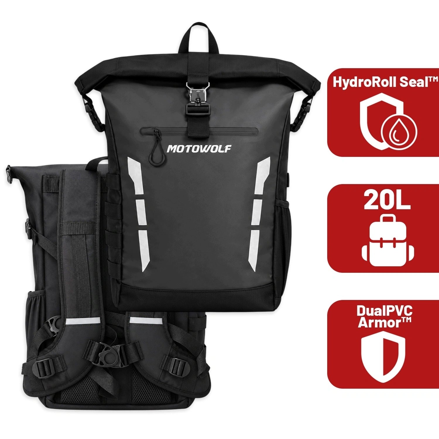 MOTORCYCLE BACKPACK WATERPROOF BIKE BAG CAPACIOUS DURABLE 20L Packaging status original