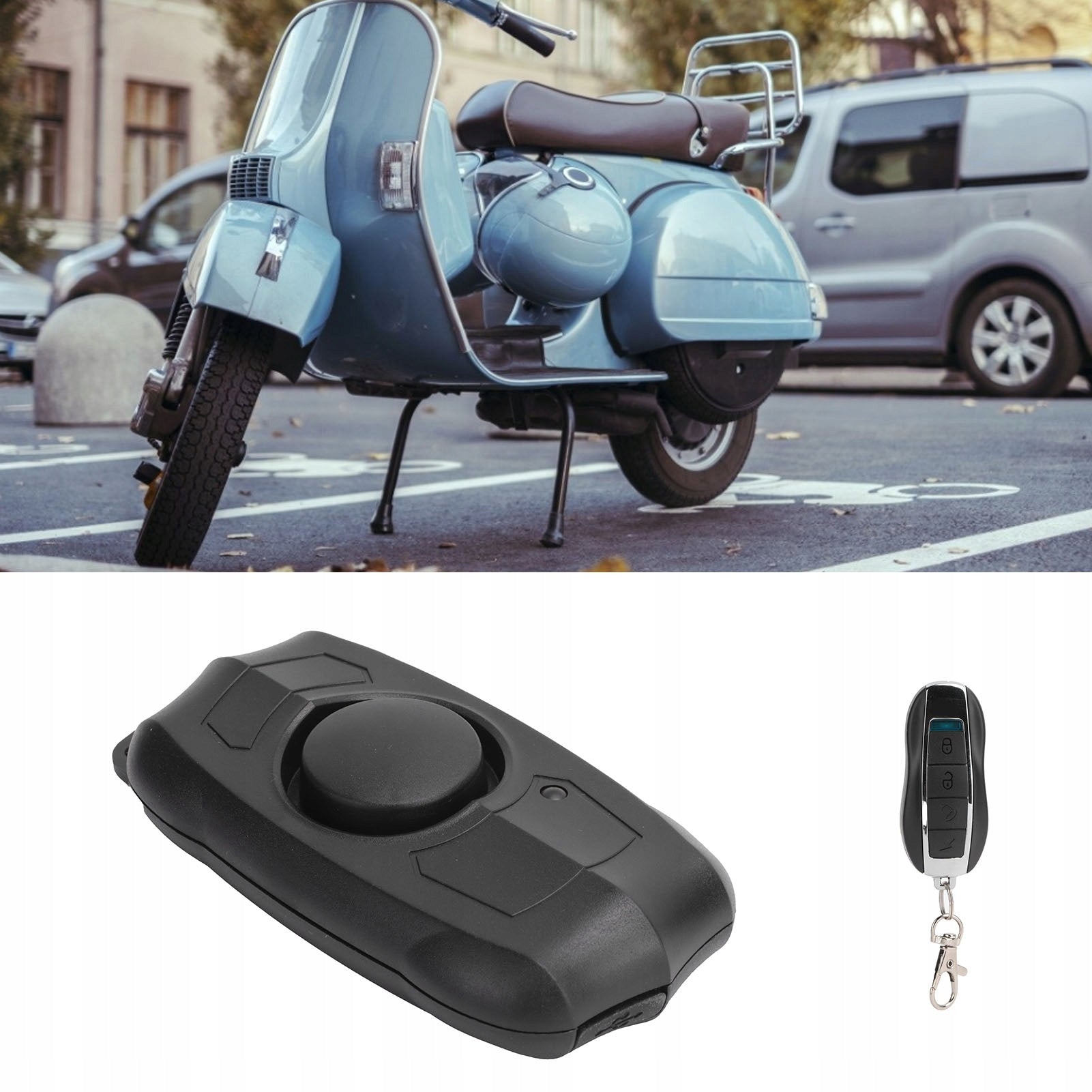 MOTORCYCLE BIKE ALARM WITH REMOTE CONTROL LOUD EFFECTIVE ON REMOTE CONTROL FEEL. VIBRATION Kind alarm