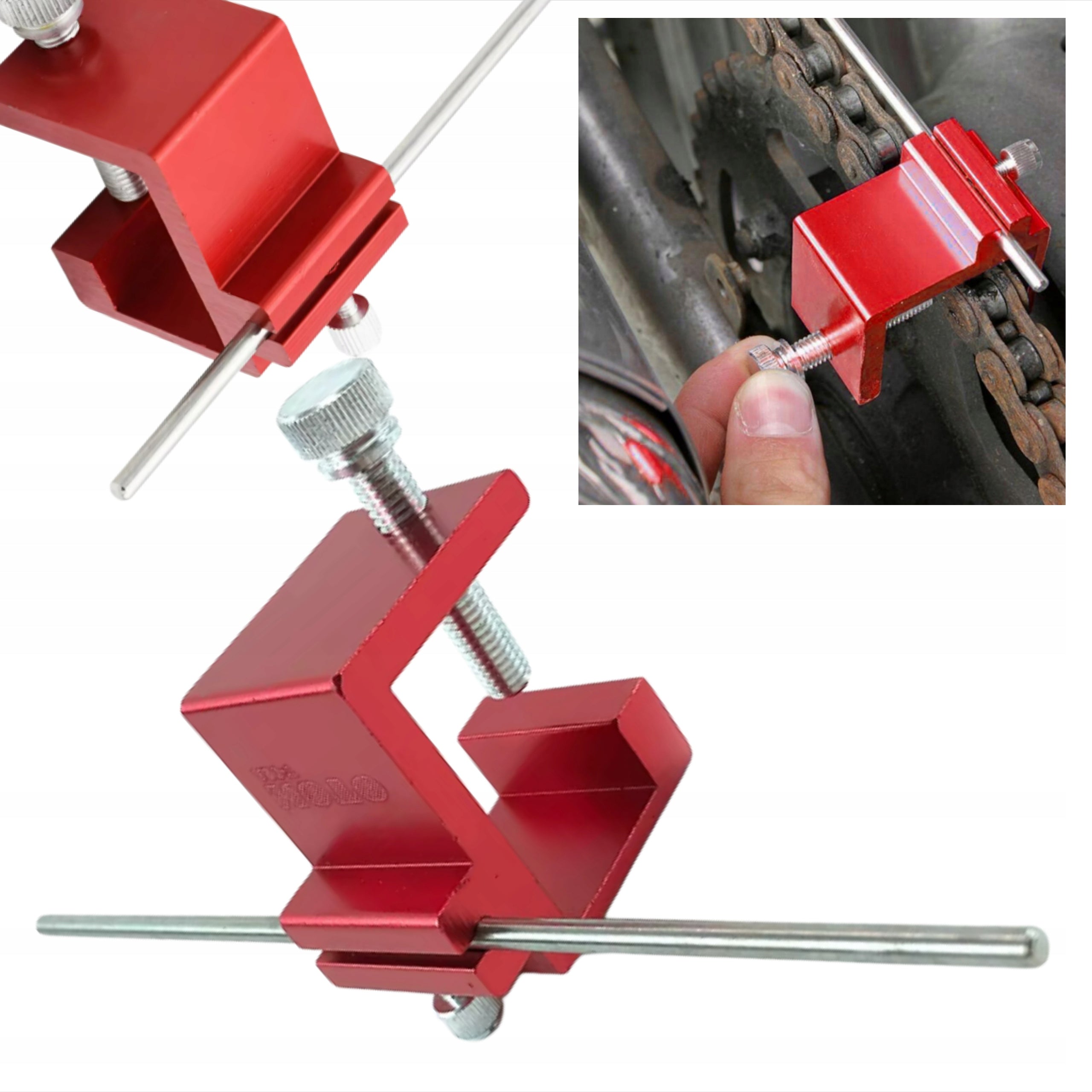 MOTORCYCLE CHAIN AXIAL CONTROL DEVICE RED Centering