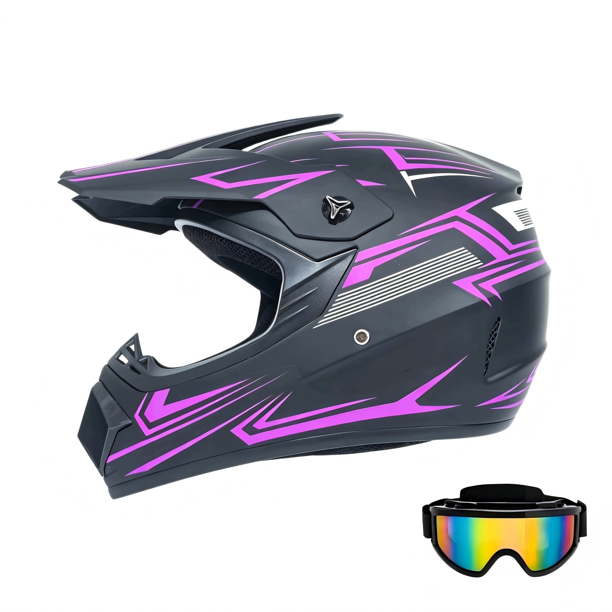 MOTORCYCLE CROSS HELMET LIGHT ENDURO + GOGGLES SIZE M (55-56 cm)