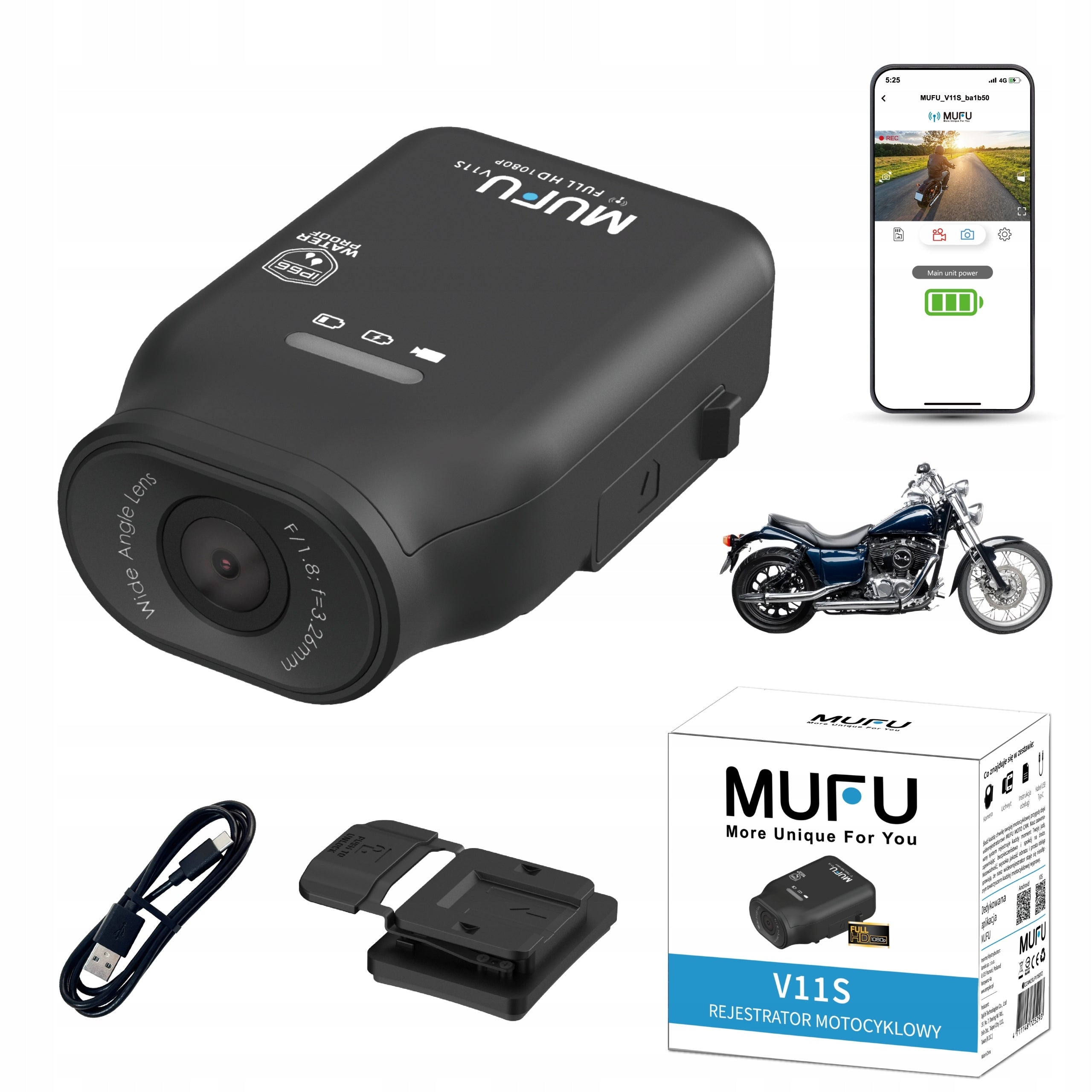 MOTORCYCLE DVR MUFU MOTOCAM V11S FullHD 7h motorcycle camera