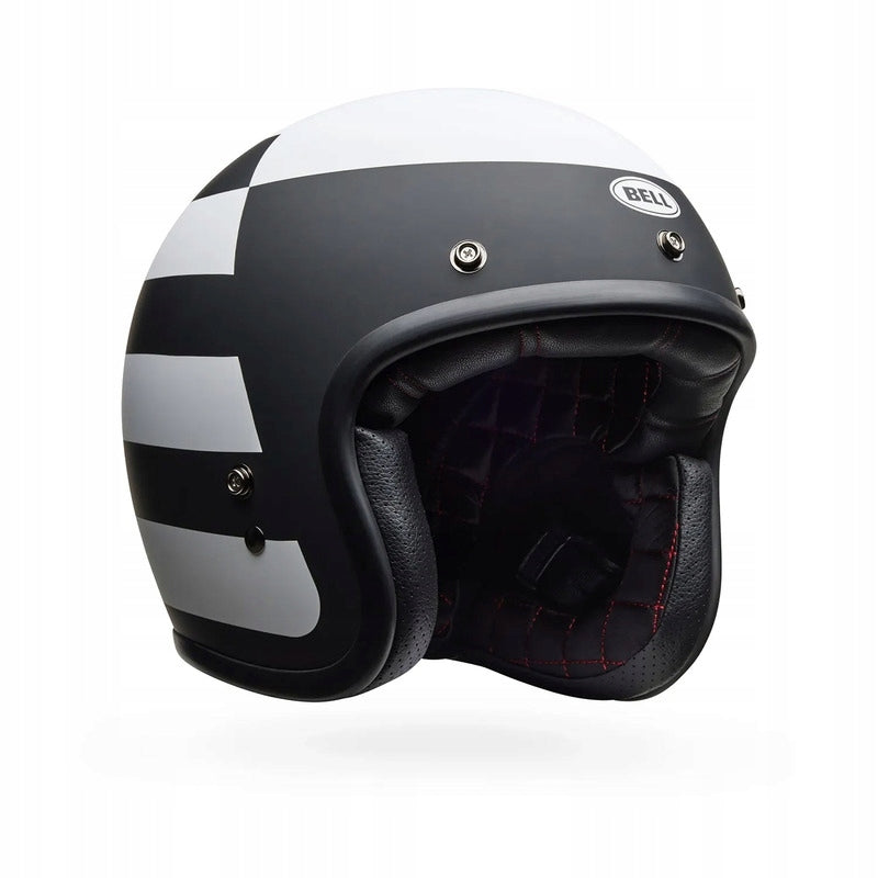 MOTORCYCLE HELMET BELL CUSTOM 500 PARLOR MATTE BLACK WHITE (M) Manufacturer's catalog number 8009629002
