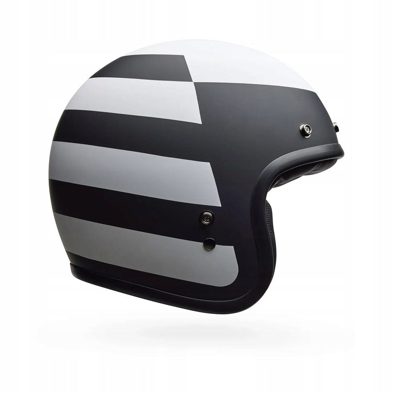 MOTORCYCLE HELMET BELL CUSTOM 500 PARLOR MATTE BLACK WHITE (M)