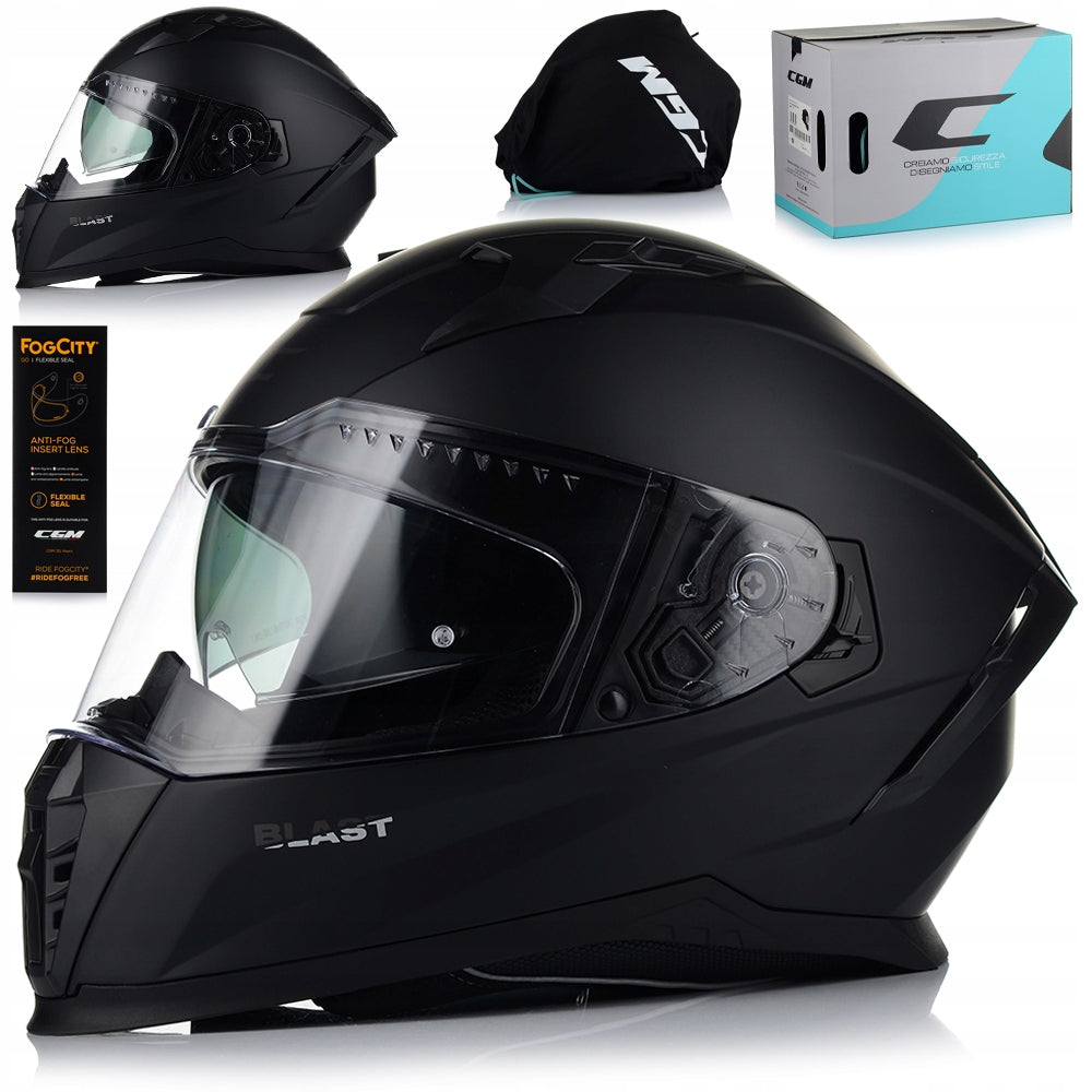 MOTORCYCLE HELMET CGM 311A BLAST BLACK MAT ECER 22.06 + BLEND + ANTIFOG