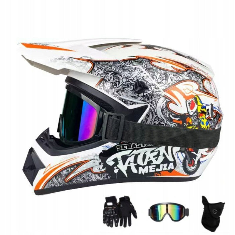 MOTORCYCLE HELMET CHILDREN ENDURO QUAD WITH GOGGLES Manufacturer no brand