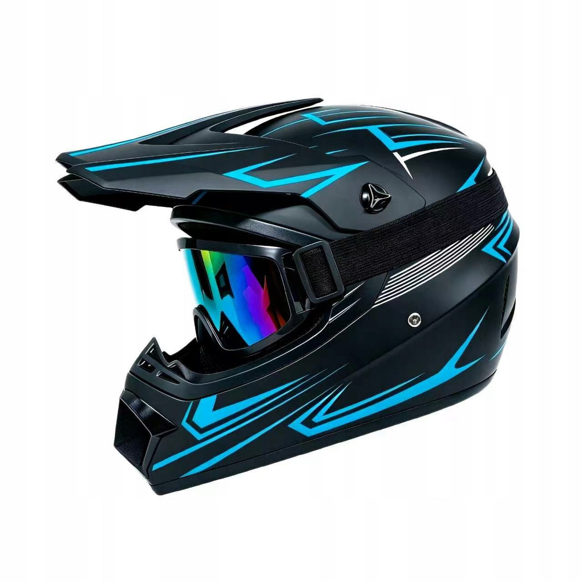 MOTORCYCLE HELMET CROSS LIGHT ENDURO + GOGGLES SIZE L (57-58 CM) Packaging status original