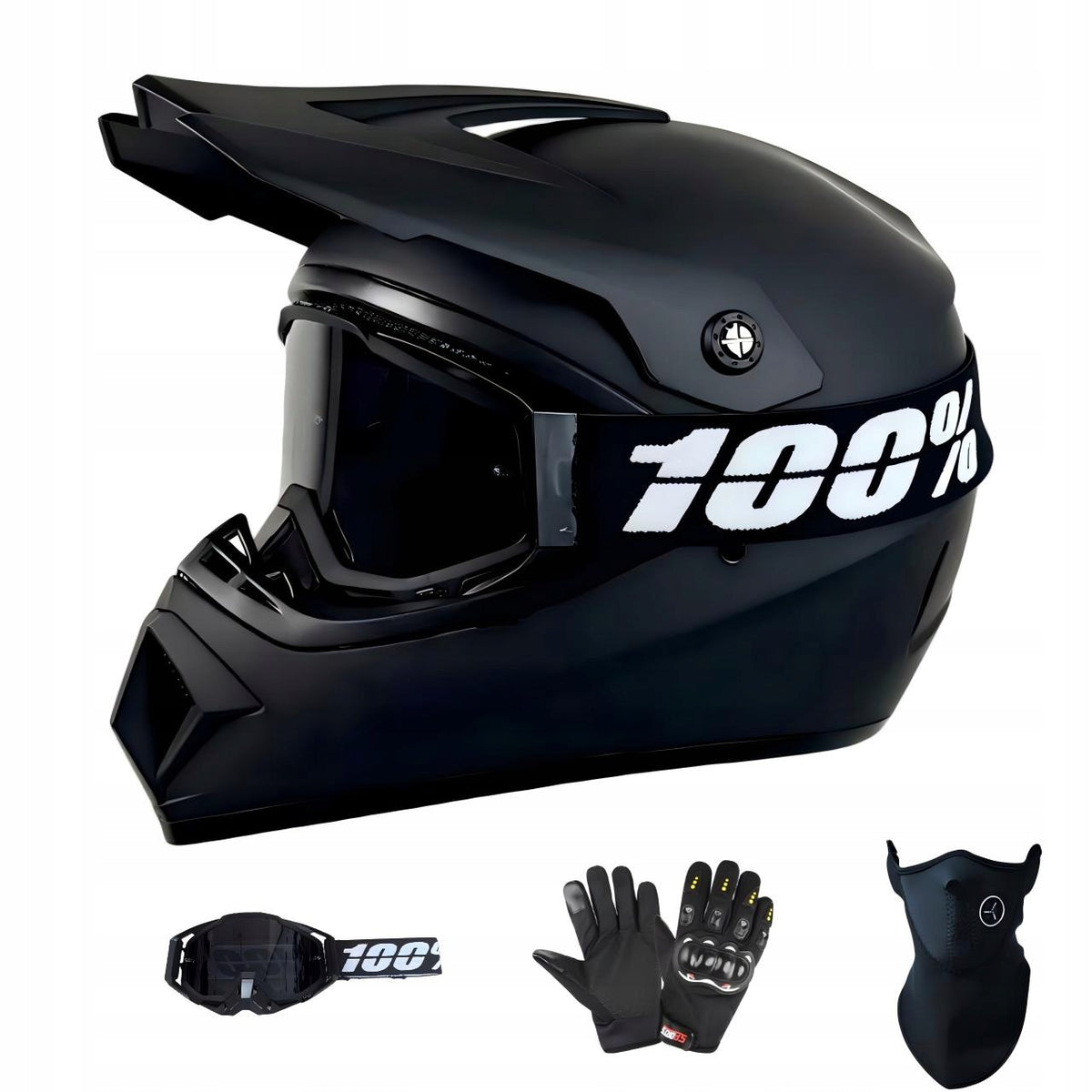 MOTORCYCLE HELMET CROSS LIGHT ENDURO+GOGLE+GLOVES SIZE M (55-56 CM)