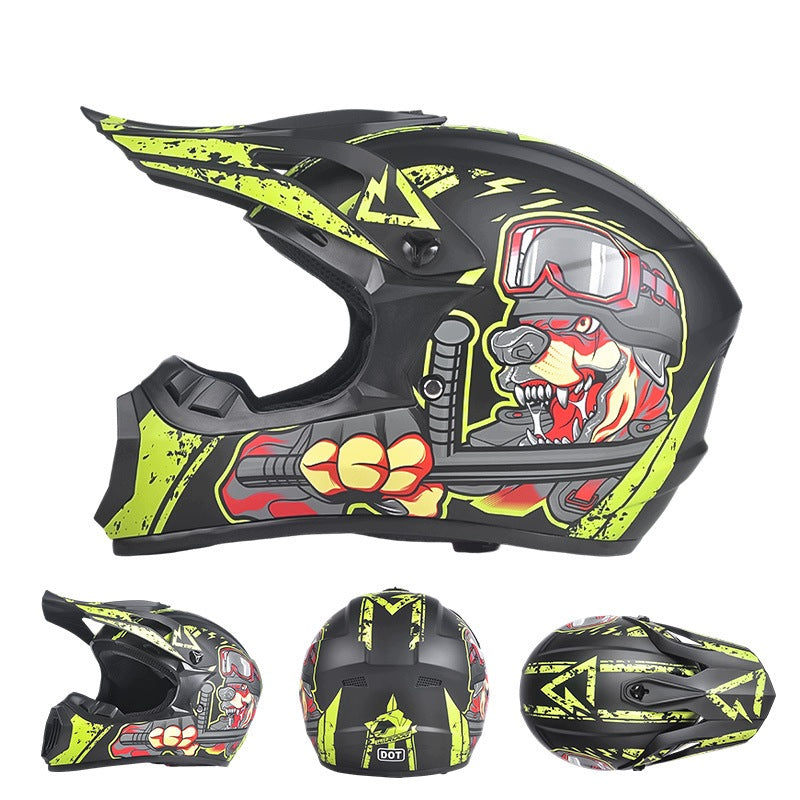 MOTORCYCLE HELMET CROSS LIGHT ENDURO QUAD + GOGGLES + GLOVES XL MASK