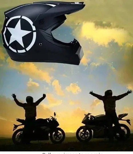 MOTORCYCLE HELMET FOR CROSS QUADA MOTOR LIGHT BLACK STAR DIFFERENT SIZES Manufacturer's catalog number KASK MŁODZIEŻOWY CROSSOWY