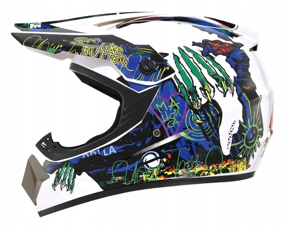 MOTORCYCLE HELMET FOR MOTOR CROSS QUAD GRAFFITI b/cz r.M Packaging status original