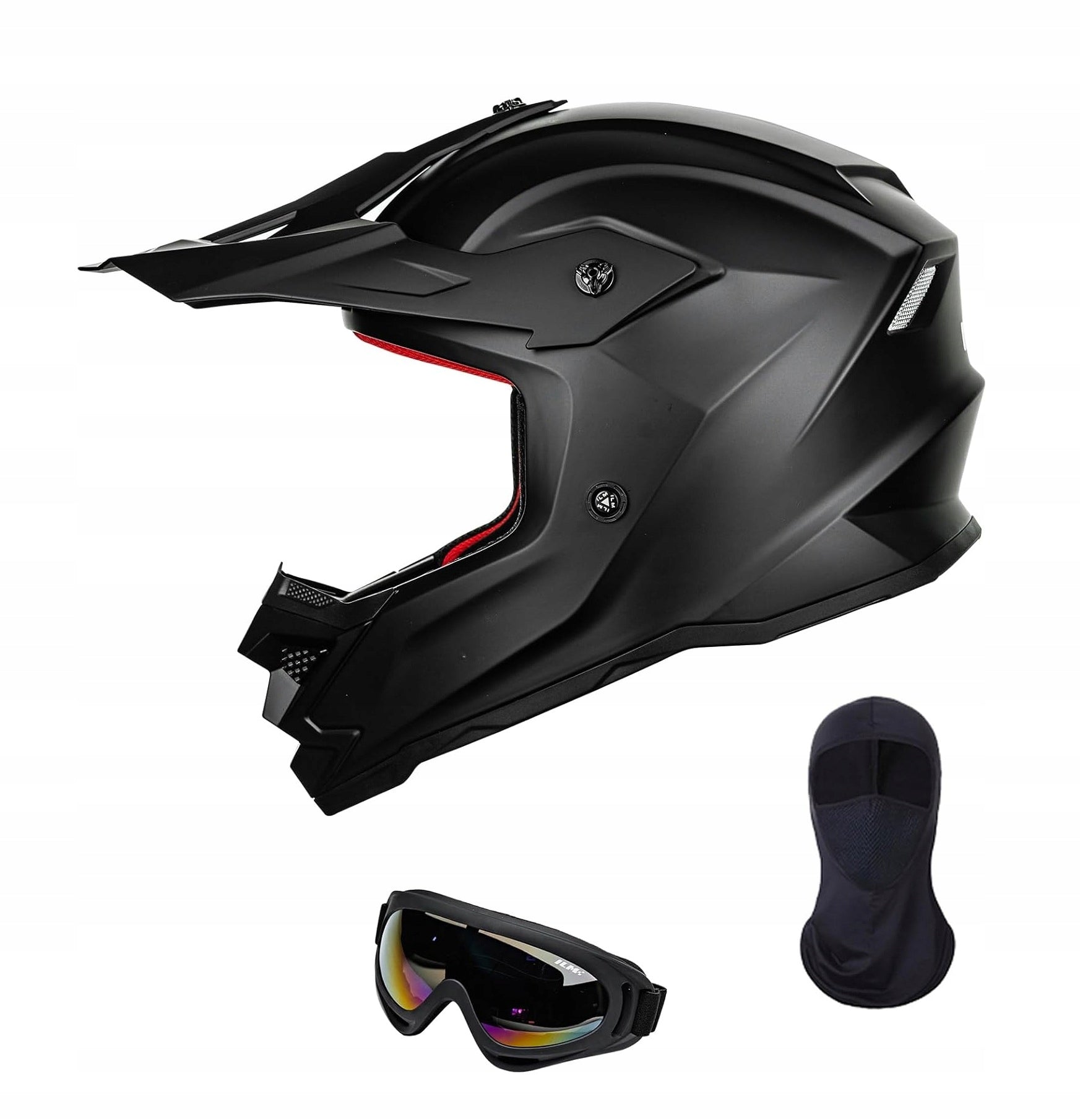 MOTORCYCLE HELMET FULL FACE cross enduro S 49-50 light ventilated + goggles