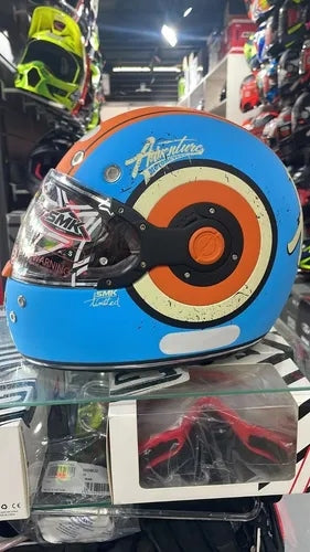 MOTORCYCLE HELMET INTEGRAL SMK RETRO MA271 ORANGE BLUE MATT S 55-56cm EAN (GTIN) 5906952656775