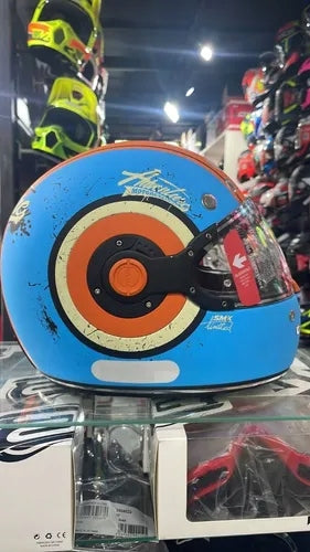 MOTORCYCLE HELMET INTEGRAL SMK RETRO MA271 ORANGE BLUE MATT S 55-56cm Manufacturer SMK