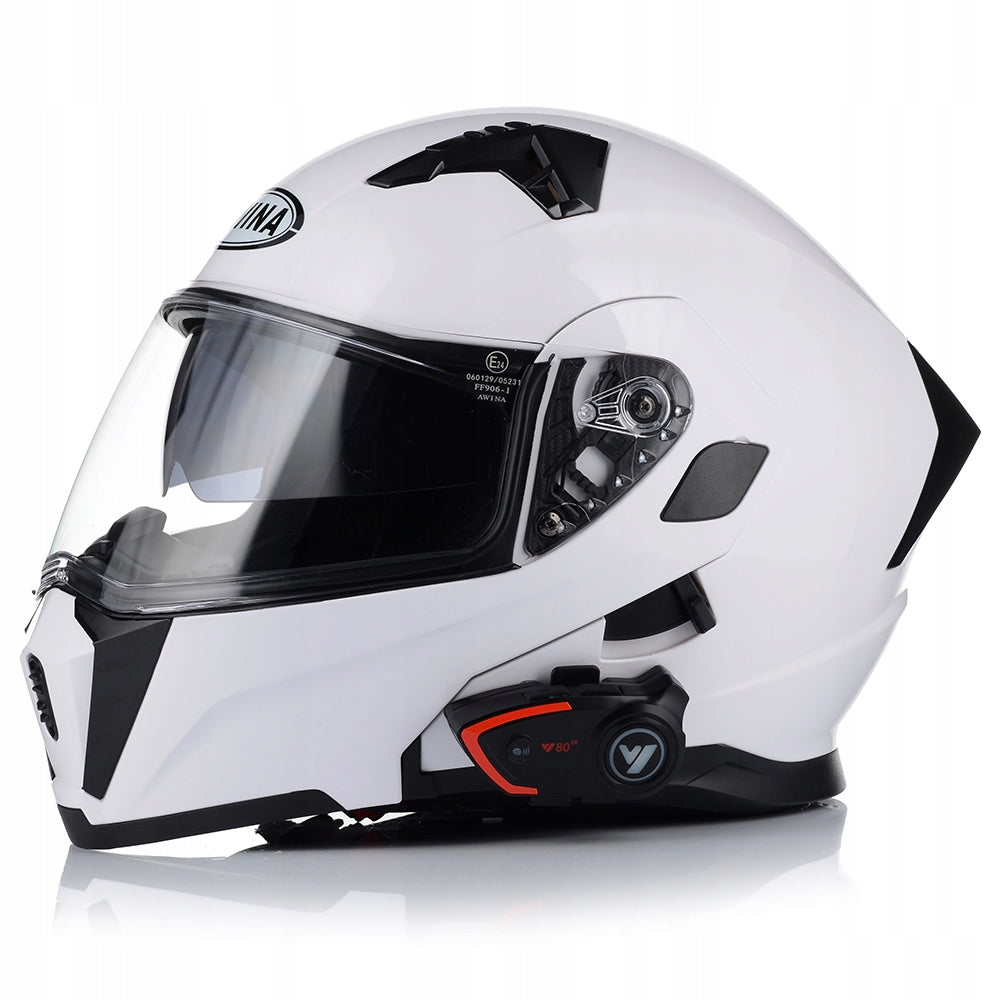 MOTORCYCLE HELMET JAW WHITE GLOSS FLIP UP 22.06 + BLEND + INTERCOM Manufacturer's catalog number Kask z interkomem