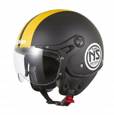 MOTORCYCLE HELMET JET NEW STANDARD EOLE r. M 57-58 CM BLACK AND YELLOW Size M