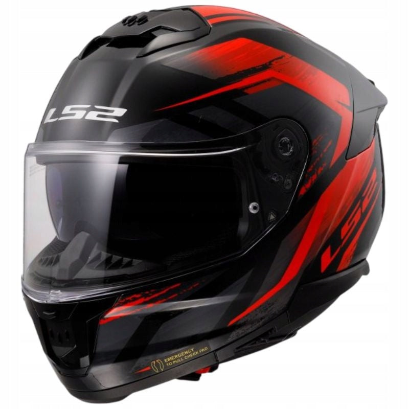 MOTORCYCLE HELMET LS2 FF808 STREAM II FURY BLACK RED-06 XS