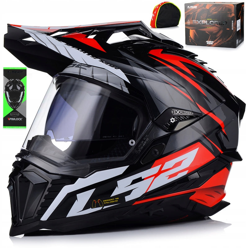MOTORCYCLE HELMET LS2 MX701 EXPLORER SPIRE RED + PINLOCK + BLEND 22.06