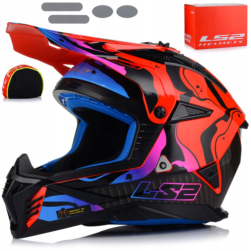 MOTORCYCLE HELMET LS2 MX708 FAST II WASH RED LIGHT ENDURO CROSS QUAD ATV