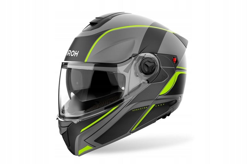 MOTORCYCLE HELMET MODULAR JAW AIROH SPECKTRE LEAF YELLOW MATT GREY L