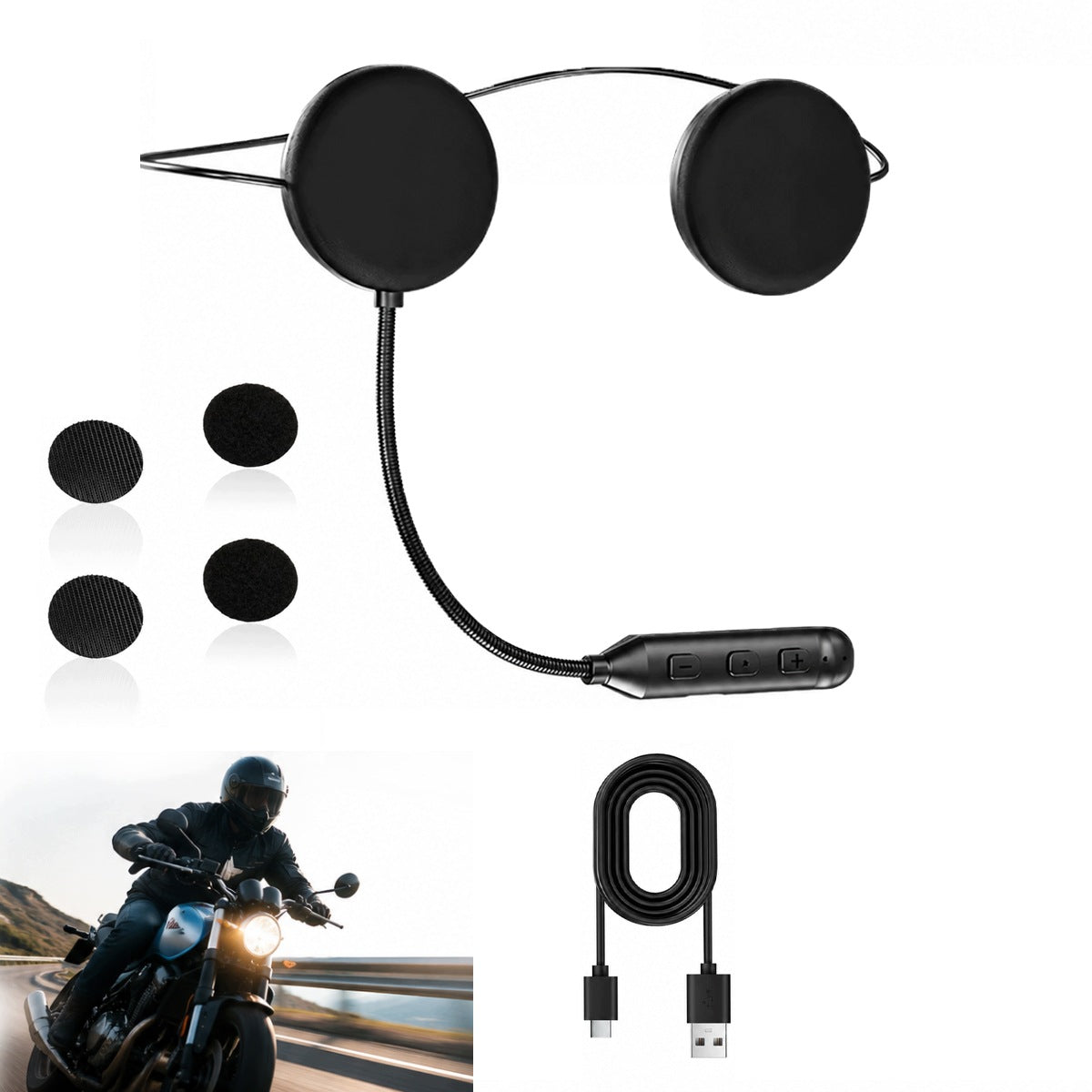 MOTORCYCLE HELMET NOISE CANCELLING HEADPHONES HANDSFREE BT5.3