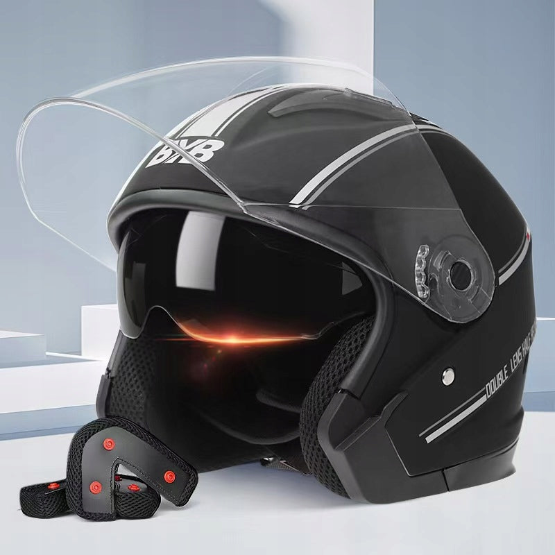 MOTORCYCLE HELMET OPEN BLACK MAT SCOOTER QUAD MOTOR BLEND HOMOLOGATION
