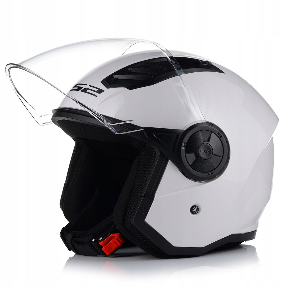 MOTORCYCLE HELMET OPEN LS2 OF616 II WHITE GLOSS + BLUETOOTH INTERCOM Packaging status original