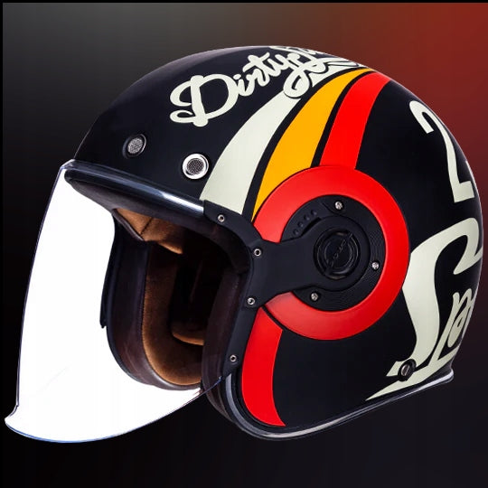 MOTORCYCLE HELMET OPEN RETRO JET MA213 WHITE RED MATT BLAVK L 59-60cm EAN (GTIN) 8902613152867