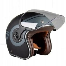 MOTORCYCLE HELMET OPEN SMK RETRO JET MA260 GREY BLACK MATT M 57-58cm