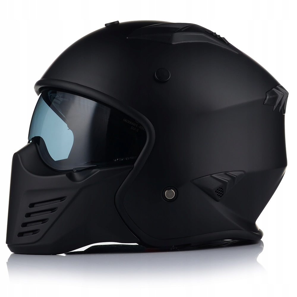 MOTORCYCLE HELMET OPEN | VITO BRUZANO MATT | DETACHABLE JAW + 2x GLASS Packaging status original