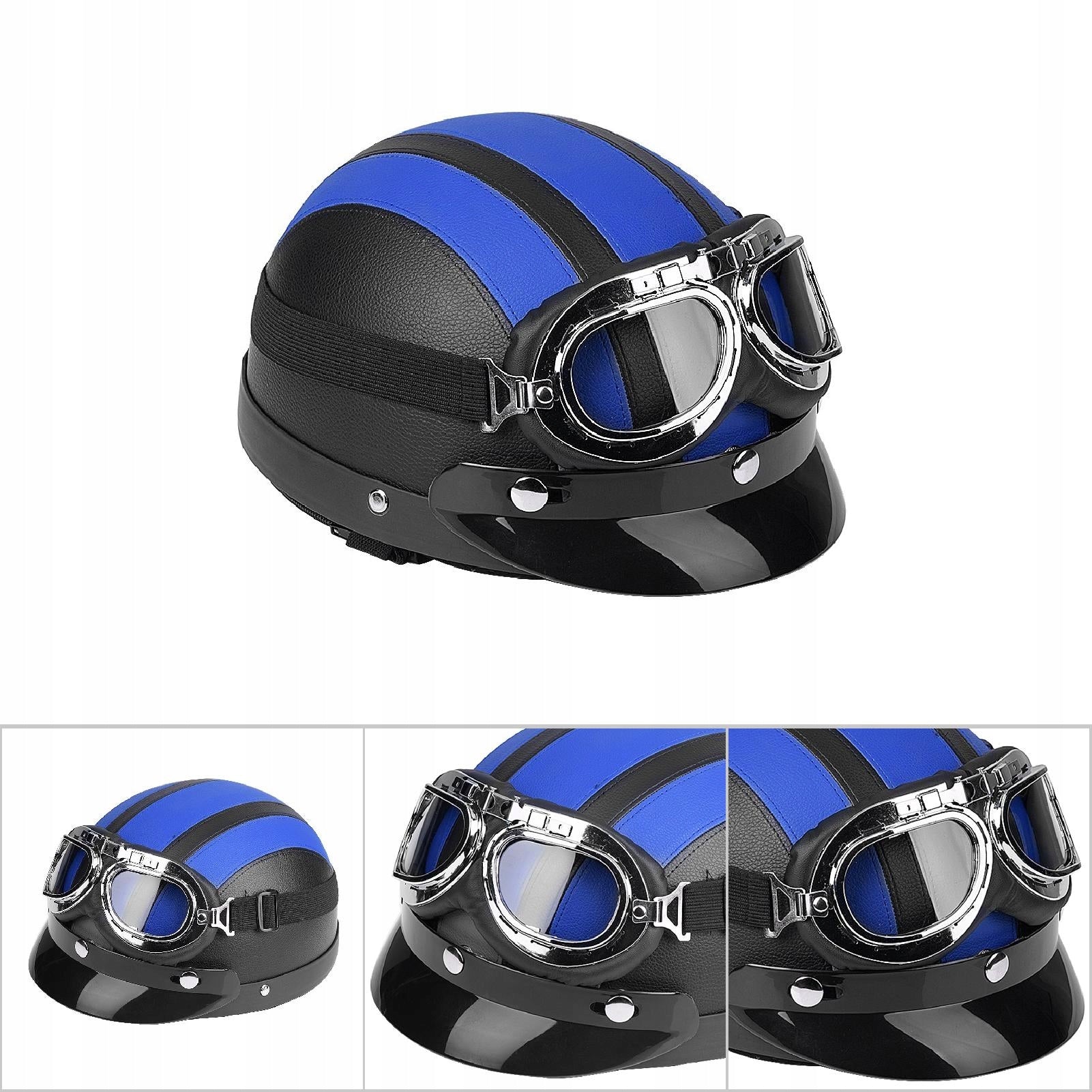 MOTORCYCLE HELMET PEANUT SCOOTER HELMET RETRO WITH GOGGLES 54-60 cm Manufacturer's catalog number 11