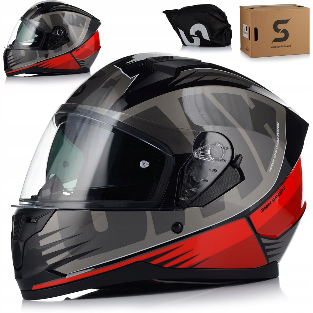 MOTORCYCLE HELMET SKA-P 3MHA RED GLOSS PINLOCK SYSTEM + BLEND ECER 22.06