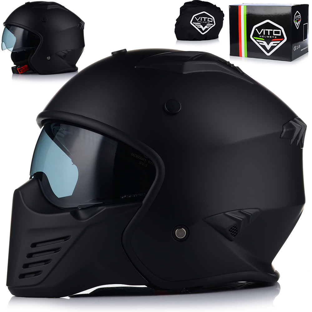 MOTORCYCLE HELMET | VITO BRUZANO MAT | OPEN + DETACHABLE JAW + BLEND