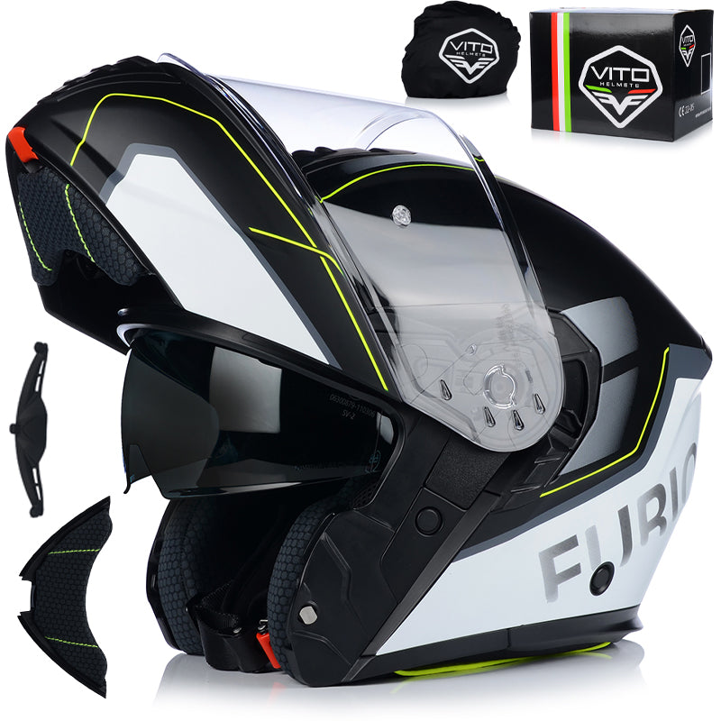 MOTORCYCLE HELMET | VITO FURIO FLUO MAT | JAW PINLOCK SYSTEM + BLEND