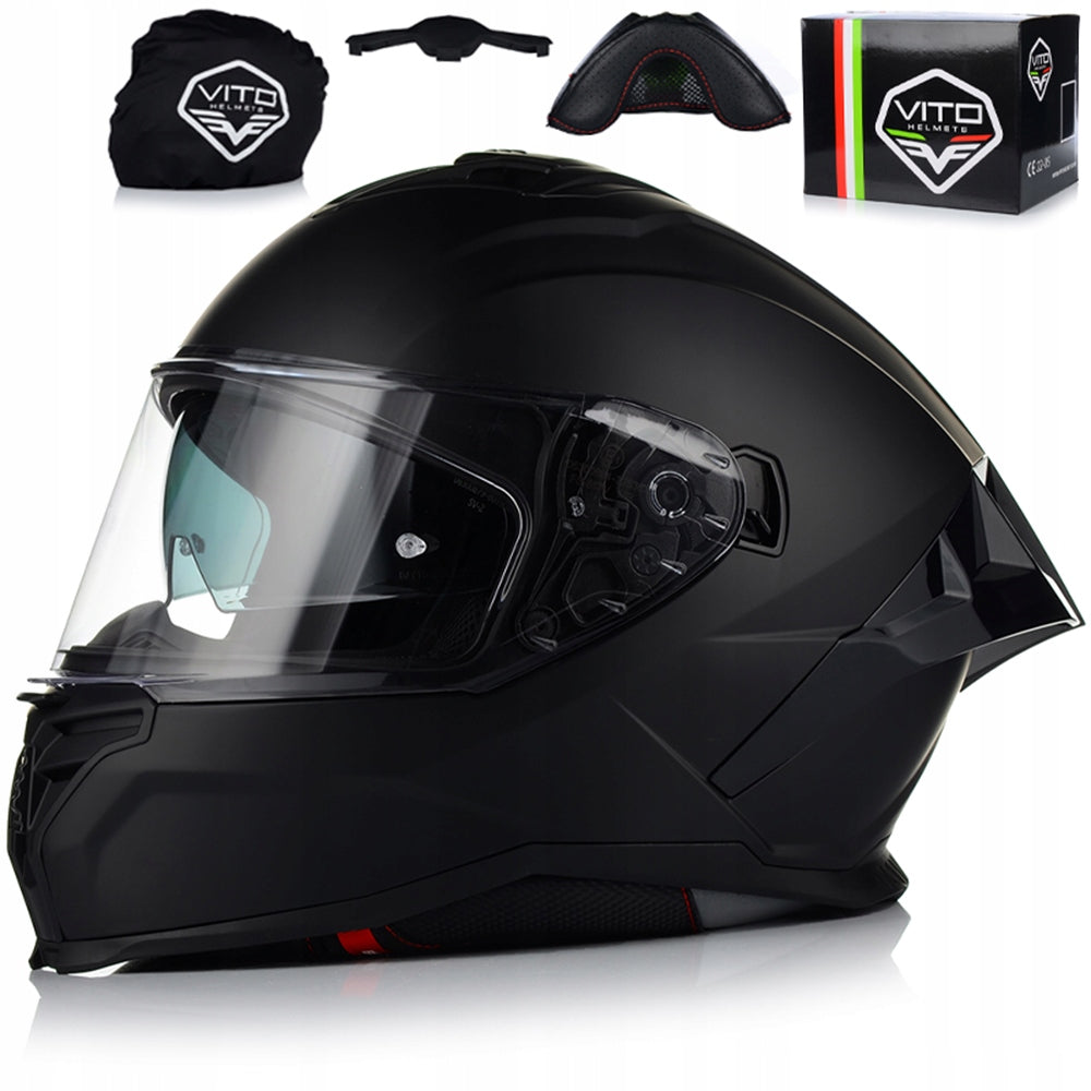 MOTORCYCLE HELMET | VITO PRESTO AERO | BLACK MATT PINLOCK SYSTEM + BLEND