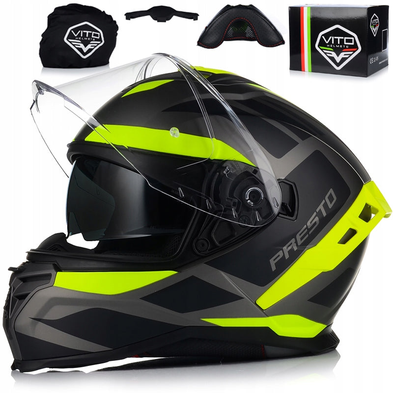 MOTORCYCLE HELMET | VITO PRESTO | MEN'S MATT PINLOCK SYSTEM + BLEND ECE 06